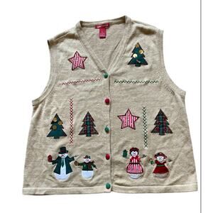 Merry and Bright Christmas Sweater Vest Womens/Teen Siz XL Unisex